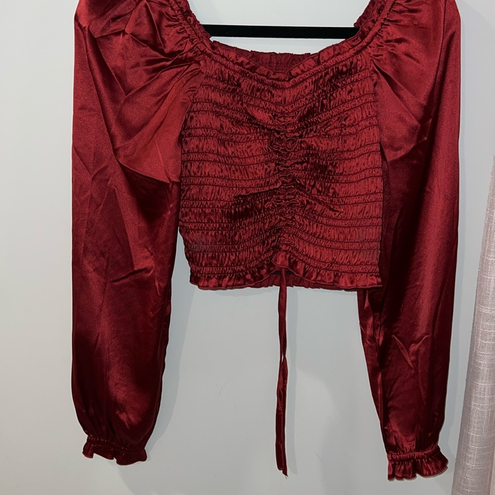 Red long sleeve crop top